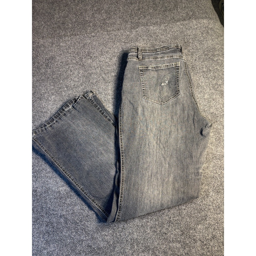 Vanilla Star Jeans Women's 16 Gray Denim Stretch Boho‎ Faded Streetwear Wide Leg